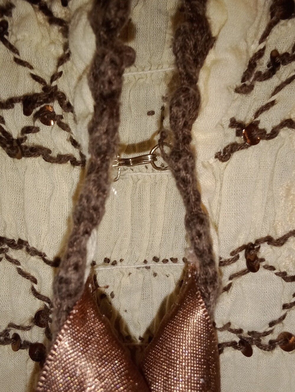 Sundance Cream Peasant Tunic with Brown Embroidered Yoke - Picture 7 of 10